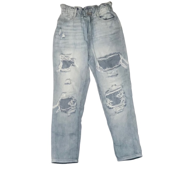 KANCAN HIGH RISE MOM JEANS SIZE 5/26 DISTRESSED / LIGHT / 90s Y2K Style NWOT - Picture 6 of 10